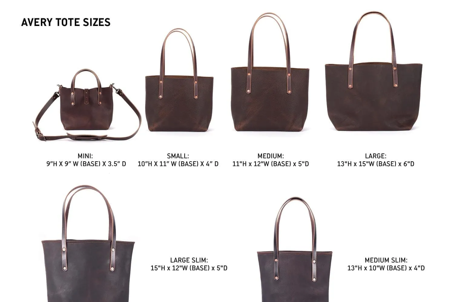 AVERY LEATHER TOTE BAG - SLIM LARGE - RAVEN